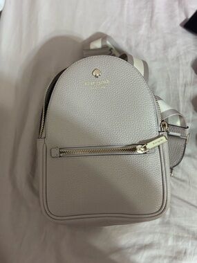 kate spade Light Gray Cream Pebbled Leather Mini Backpack